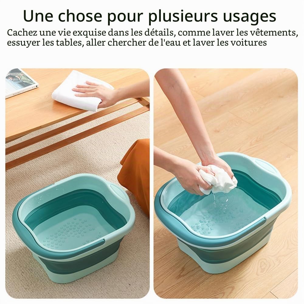 Bain de Pieds Pliable Avec Massage, 15 L - Seau Grand Pour Soulager le Stress et la Fatigue
