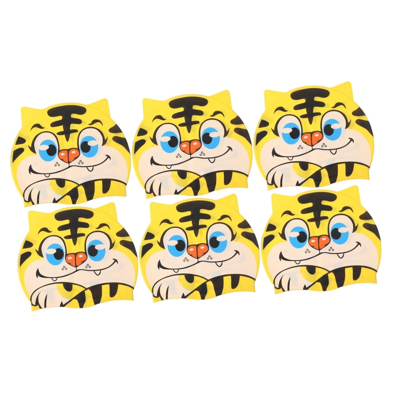 BESPORTBLE 6pièces Bonnet De Bain Silicone pour Garçon Fille Forme De Tigre pour Natation Douche Accessoire pour Petits Nageurs