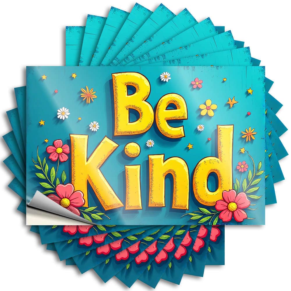 Tattoos Book Waterproof Hat Be Kind: Flowers and Stars - No Residue Decals for Essentials(12X18CM)