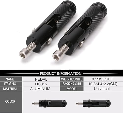 Miniatura 5 de PACEWALKER Clavija de pie de motocicleta CNC Pedales universales de aluminio para motocicleta coche eléctrico 8MM 90 grados barra de soporte