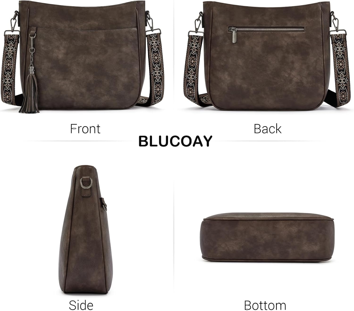 2PCS/Set Crossbody Bags for Women,Vegan Leather Hobo Purse Wallet For Women Set,Shoulder Bags With 2 Adjustable Strap