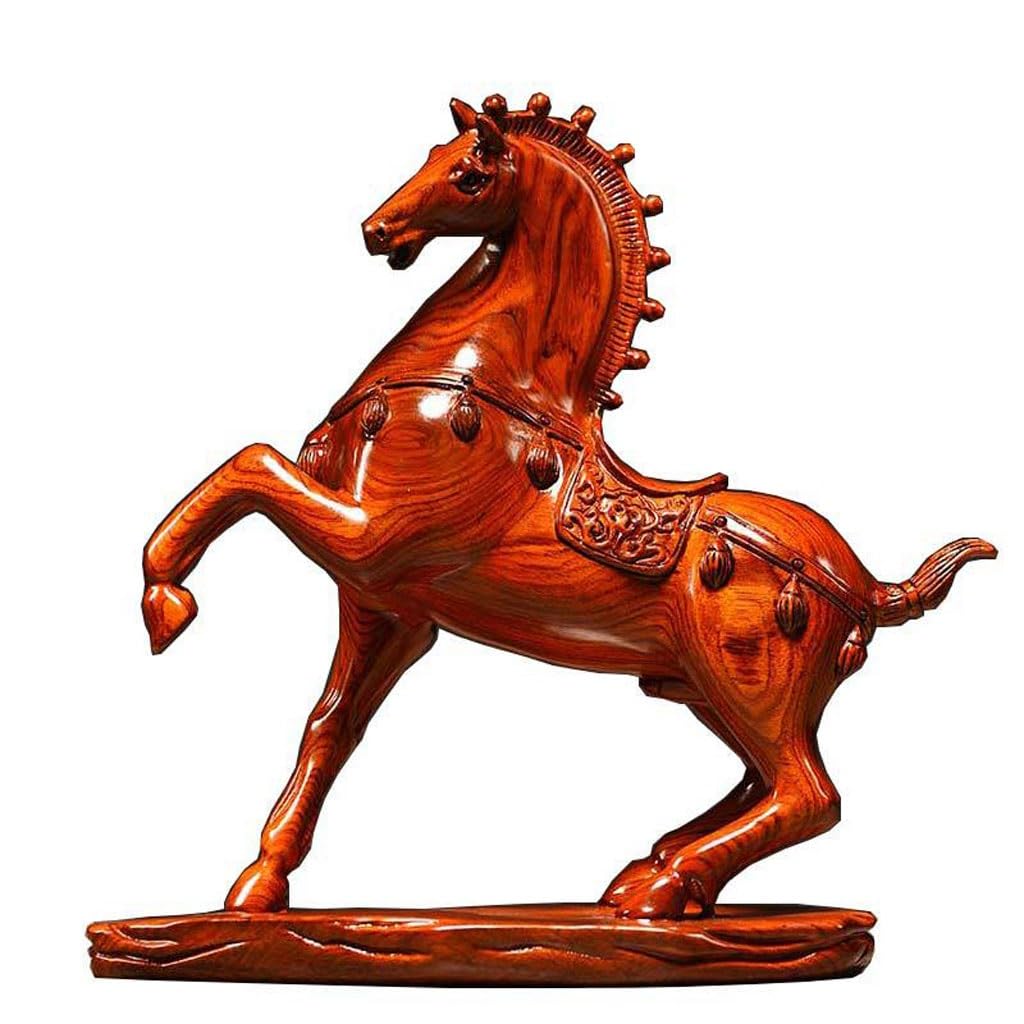 Décoration de bureau en bois massif en forme de cheval sculpté pour la maison, le bureau, les travaux manuels, les décorations de bureau (15 cm)