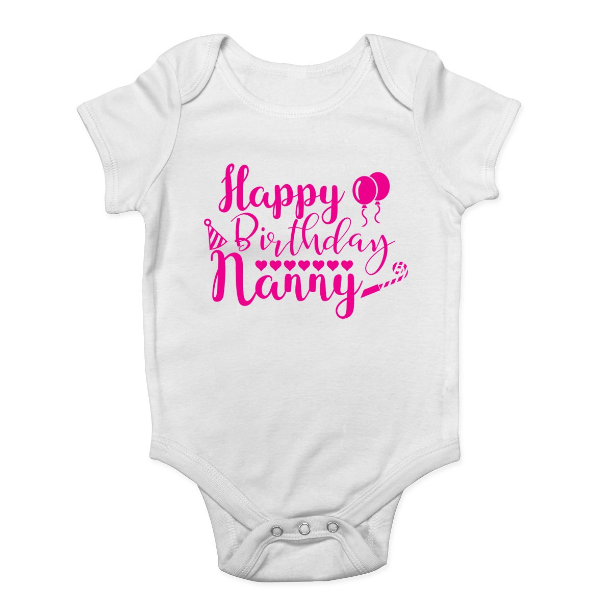 Shopagift Happy Birthday Nanny Pink Girls Baby Vest Bodysuit