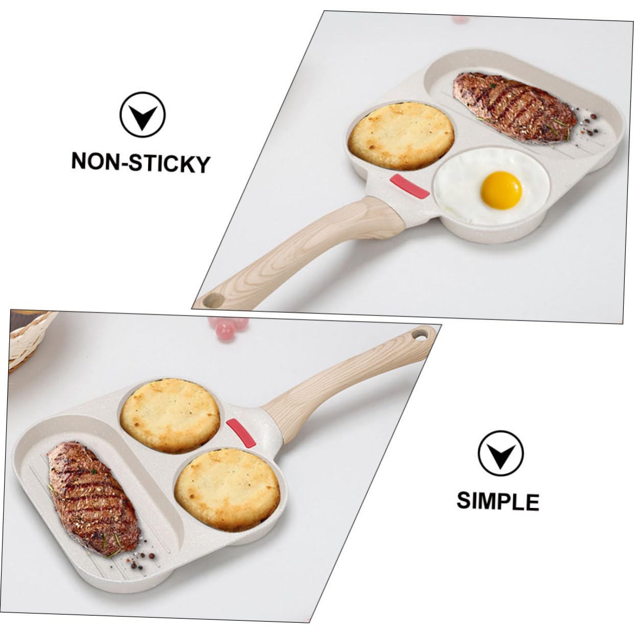 Padella Veloce per Lega Alluminio di Beige in e Multiuso Pancake Resistente Antiaderente Forma Rotonda per Cucina e Campeggio per Frittate e Colazione