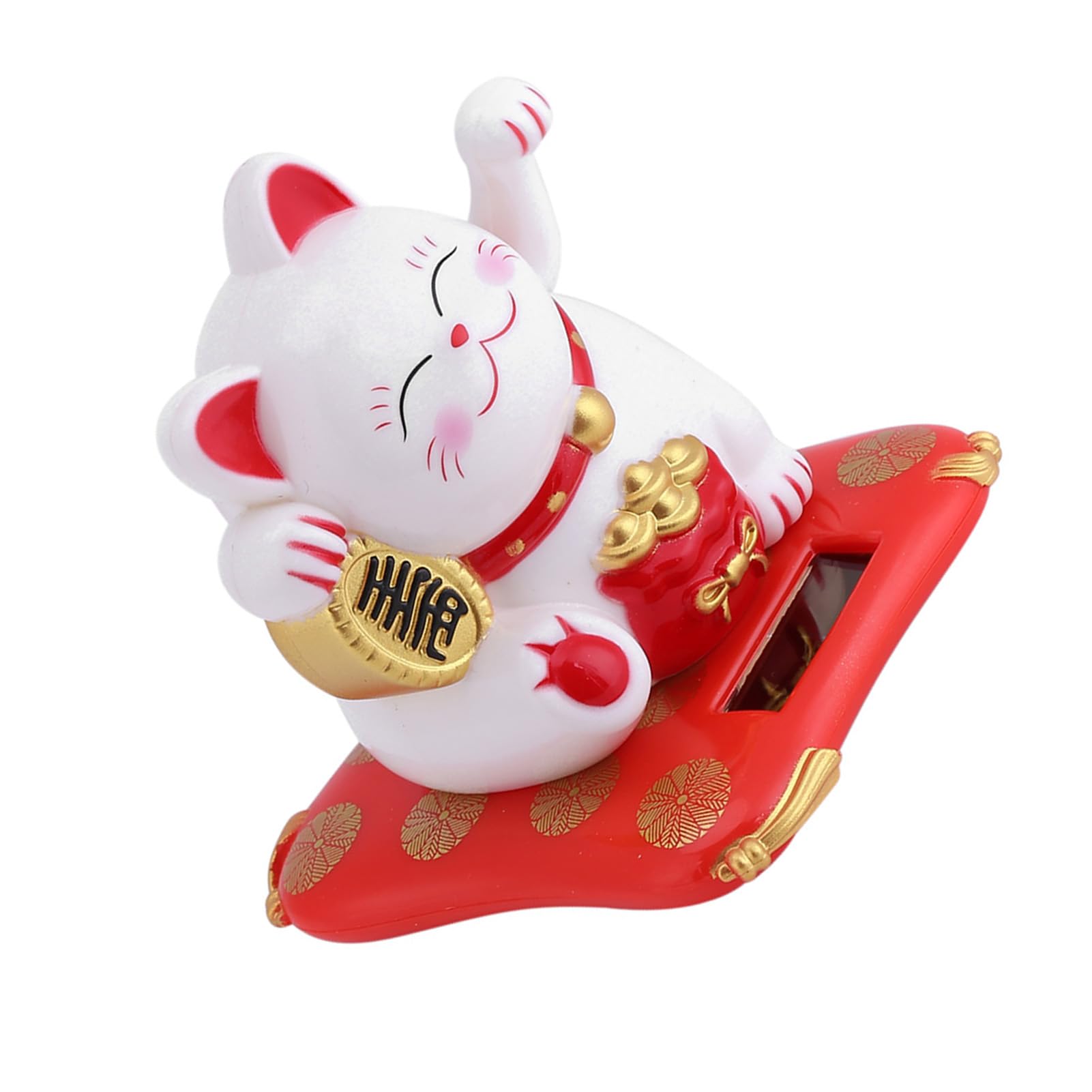 Calico Cat Machający Kot Japoński Maneki Neko Fortune Wealth Dekoracja Biurowa Samochodu Zasilanego Energią Słoneczną (Biała)