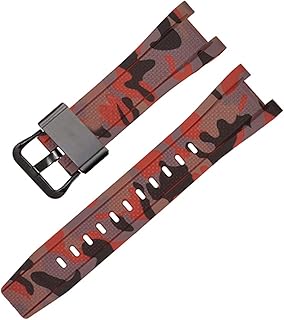 ALMVIS Rubber Straps GST-W300/GST-S110/S100G/GST-W110/W100G Camouflage Bracelet Sport Watchband Accessories Fit for Casio Fit for G-Shock Band Replacement (Color : Camouflage red B)