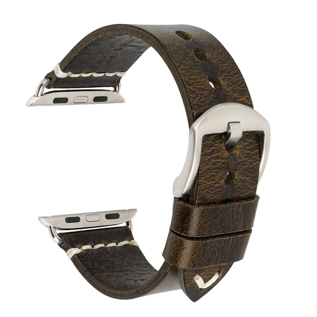 DITOU Replacement For Series 7/6/5/4 3 2 1 Genuine Vintage Oil Wax Leather Strap Compatible with 45mm 41mm 44mm 42mm 40mm 38mm New Retro Leather Watch Band