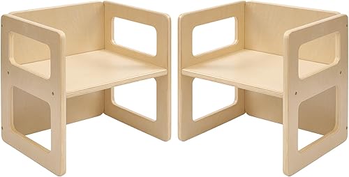 FUNLIO Silla de destete Montessori de altura ajustable para edades de 1 a 3 años, silla de madera maciza de calidad, para comer, leer, jugar,