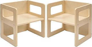 FUNLIO Height Adjustable Montessori Weaning Chair for Age 1-3, Quality Solid Wooden Chair, for Eating/Reading/Playing,Montessori Furniture with CPC Certified - Natural(2pcs)