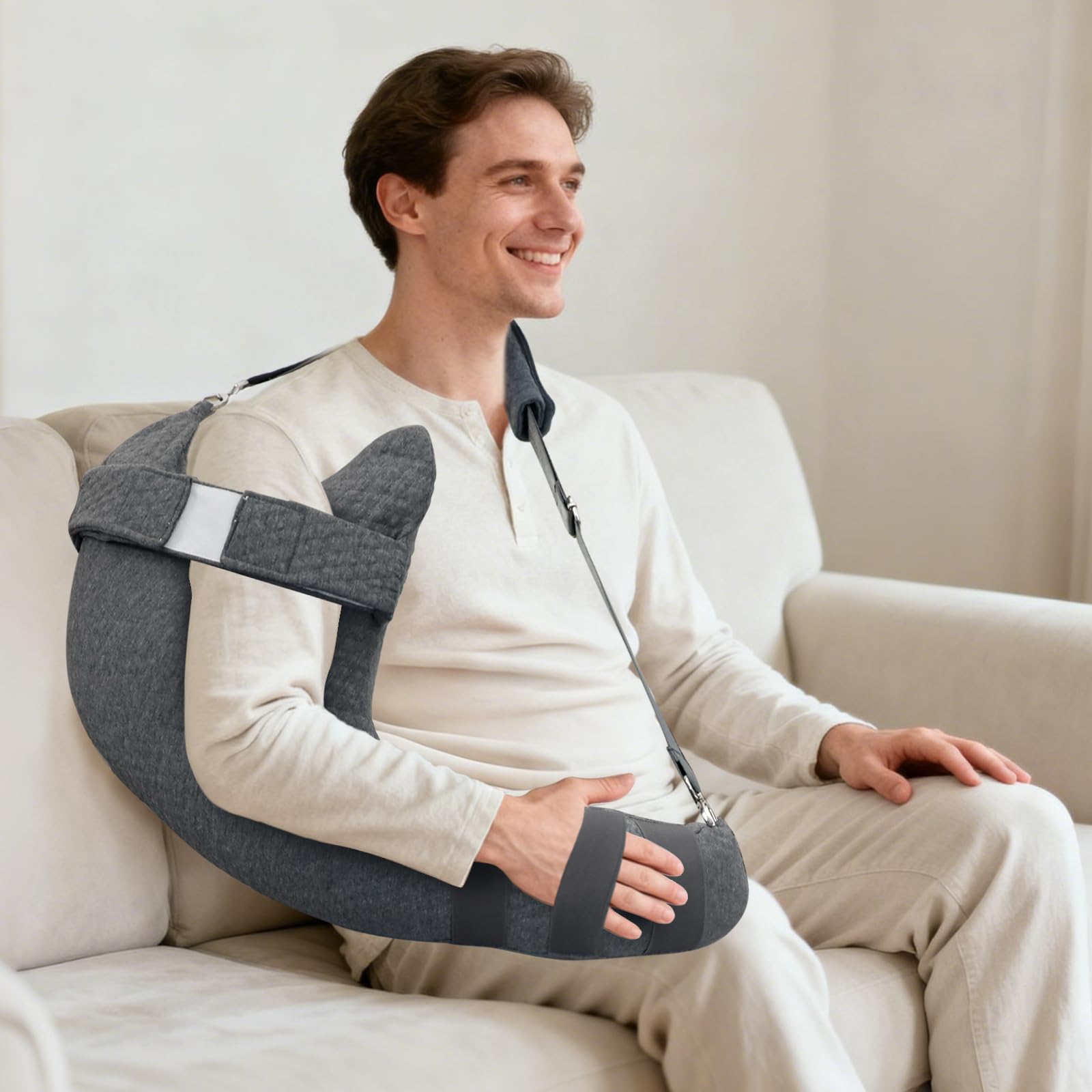 RoamReady Post Shoulder Surgery Pillow for Side Sleeping, Dark Gray