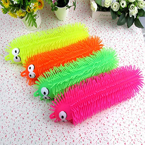 NUOBESTY Gummi Raupenspielzeug Leuchten Leuchtende Raupe Handpresse Aufgeblasenes Tierspielzeug Leuchten in Dunklen Partyzubehör (Zufällige Farbe) 33 × 8Cm