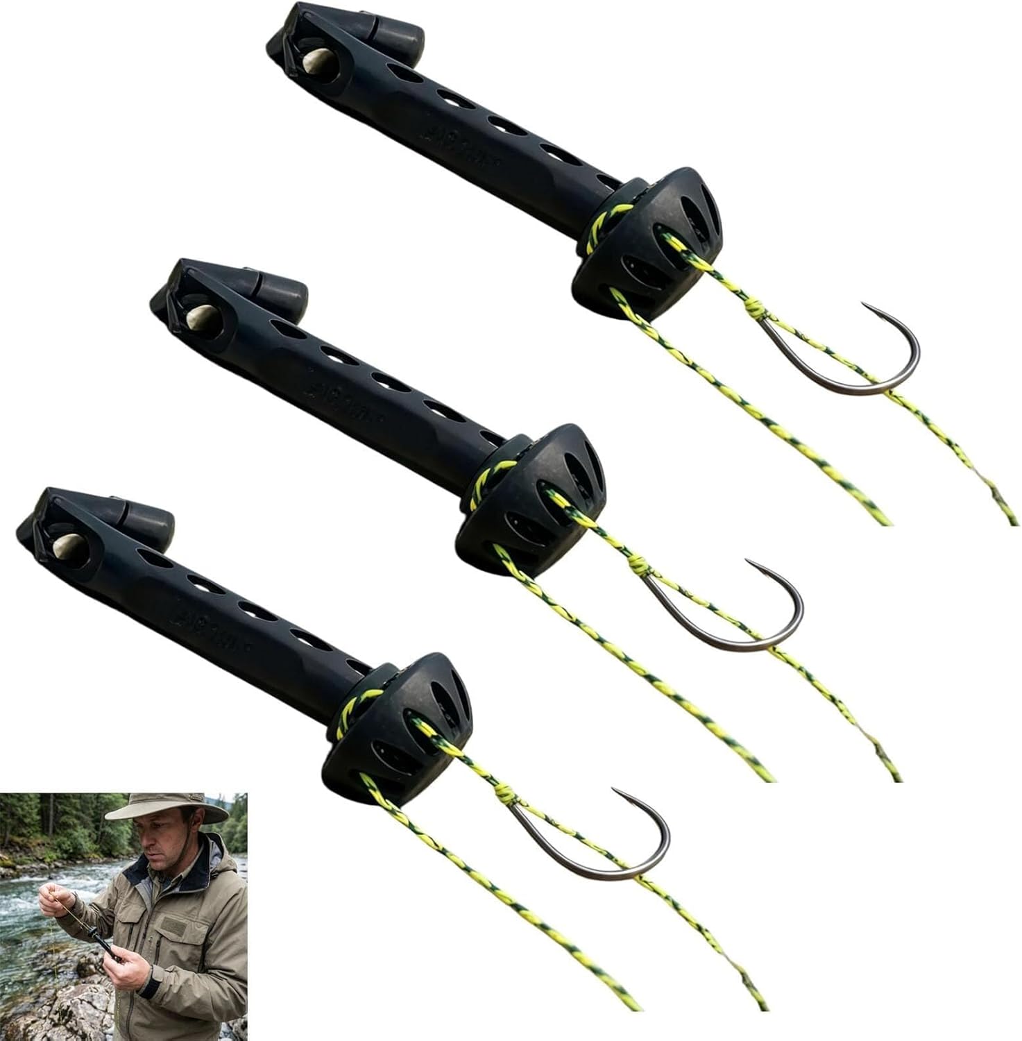 2.0 Magnetic Rigging Tool, Magnetic Fly Threader, Universal Knot Helper Knot Assist for Threading Hooks, Fishing Accessory to Easily Rig Small Flies T0G-417(2Pcs)