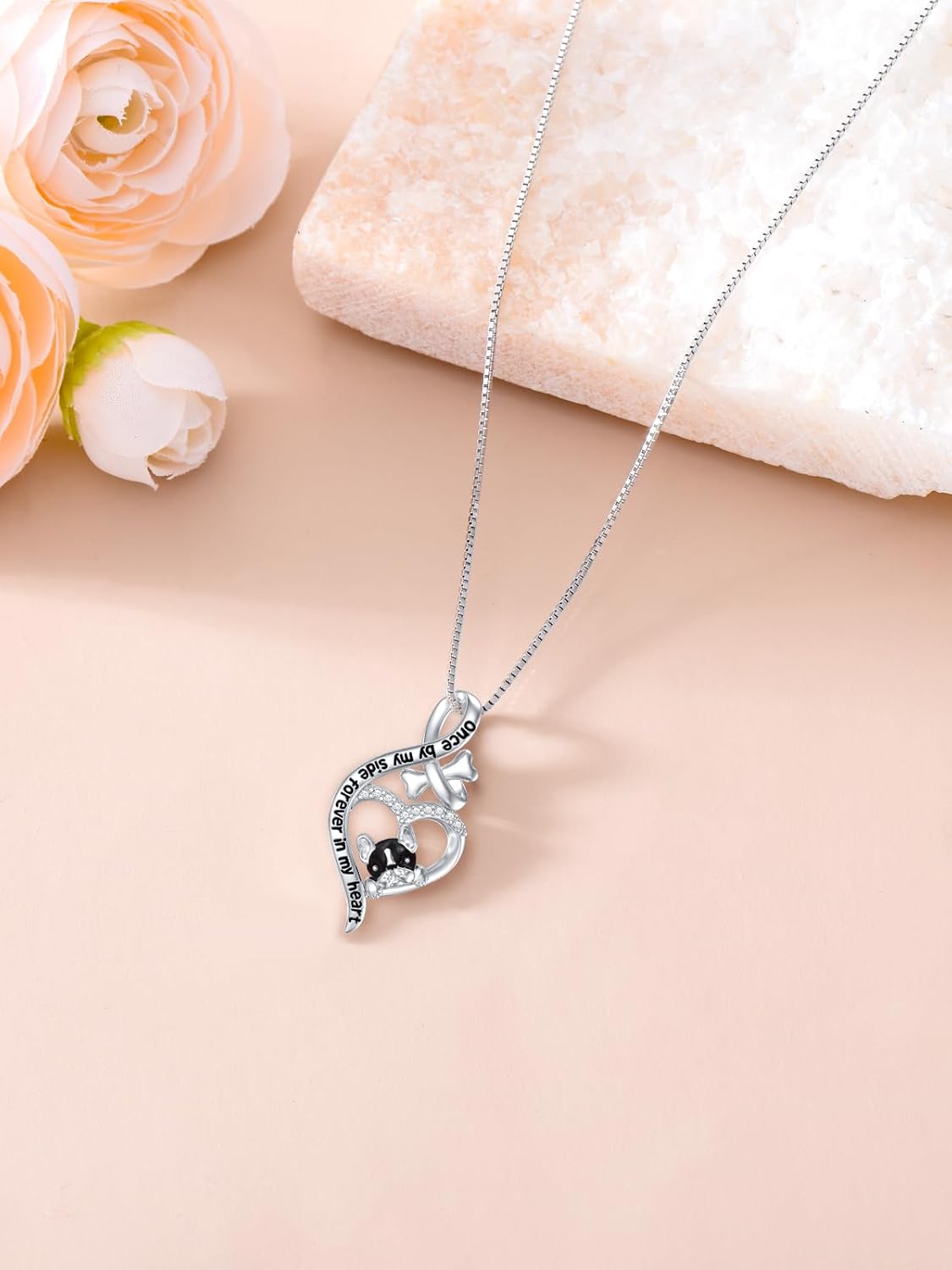 925 Sterling Sliver Yorkshire/Corgi/Labrador/Pug/Bulldog/Paw Print/Cross Necklace Cute Puppy Dog Necklace Jewelry Birthday Gifts for Women Dog Lovers - Image 4