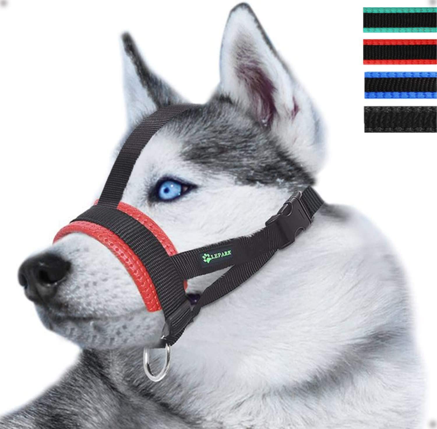 ILEPARK Bozal de Nylon para Perros Pequeños Medianos Grandes, Bozal para Perro Ajustable para Evitar Que Muerda, Mastique y Ladre (XXL,Rojo)