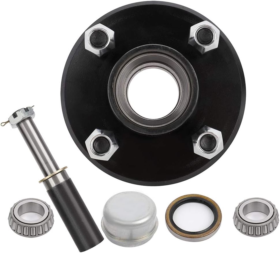 Trailer Hub Kit for 2000 lbs axle 1 1/16 - L44649 Spindle - 4 to 4 Bolt Idler Hub & 1 Round BT8 Spindle Trailer Axle Hub Wheel Bearing Kits