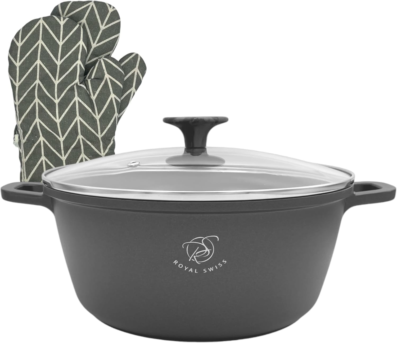 Royal Swiss Faitout 20 cm, couscoussier 2 litres, fonte d'aluminium, induction, noir