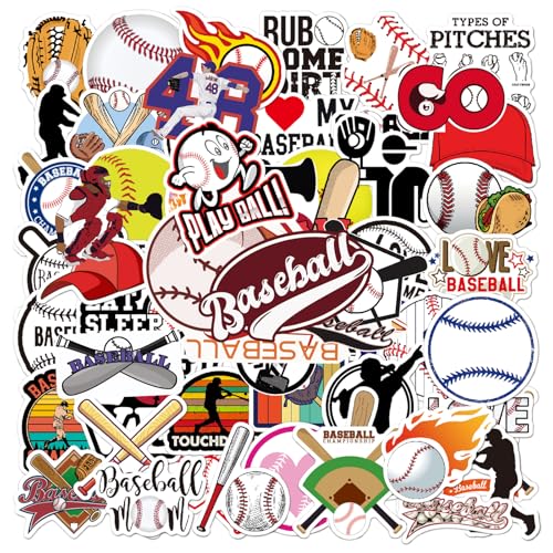 100PCS Baseball Stickers Waterproof Vinyl Baseball Decales Reusable Stickers for Water Bottle Helmet Laptop Phone Baseball Gifts Baseball Party Favors Sport Stickers Decorations for Teens Boys
