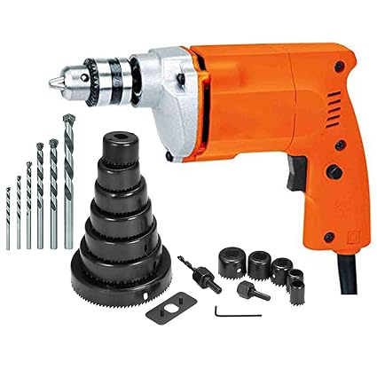 MLD APD-010A Electric Drill Machine 10Mm with Masonry Drill Bit Set, 16 Pcs Hole Saw Cutter Tool Set (Size 10 mm,Color-Multi, Material-Plastic)