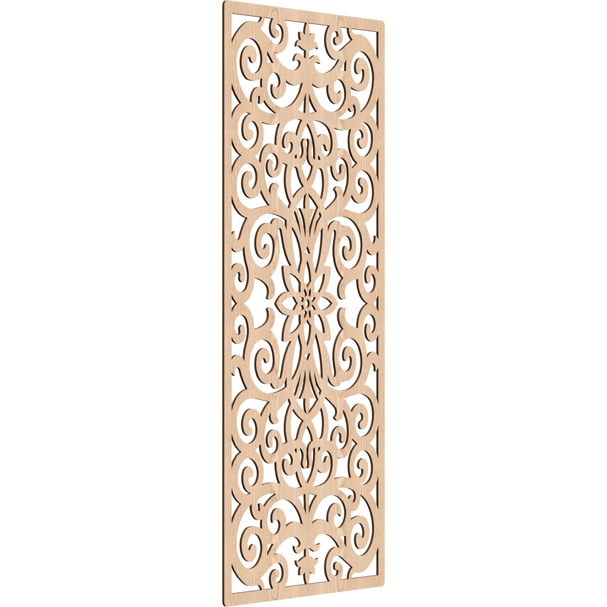 Buel Decorative Pierced Fretwork Wood Wall Panels, 31 3/8"W x 79 3/8"H x 3/8"T, Red Oak