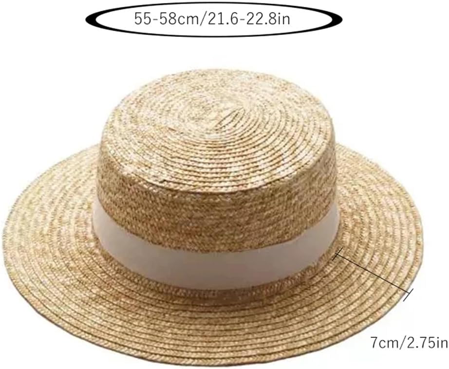 Women’S Classic Straw Hat Casual Panama Sun Hat With Ribbon Decoration For Beach Summer Outfits