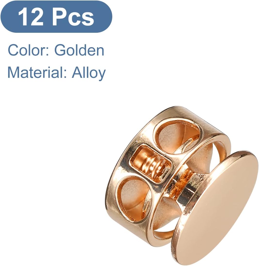 uxcell 12pcs Metal Cord Locks, 3.5mm Double Hole Spring Stopper Fastener Slider Toggles End for Drawstrings Bags Backpack Clothing Lanyard, Golden - Image 3