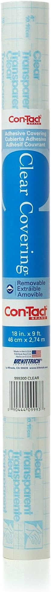 Con-Tact Brand Creative Clear Covering, Versatile and Self-Adhesive Shelf Liner, Semi-Transparent Privacy Film, Protective Clear Vinyl, 18'' x 9', Clear Matte