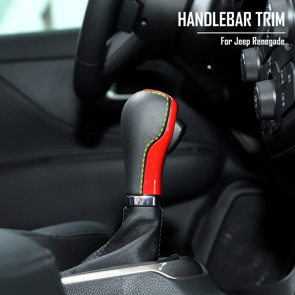 Voodonala for Jeep Renegade Interior Accessories Gear Shift Shifter Head Knob Transmission Shift Lever Knob Trim for 2015-2024+ Jeep Renegade, for 2017-2024 Jeep Compass,ABS Red 1 PC