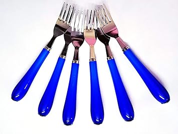 ATEVON 6-Piece Stainless Steel Dinner Forks, Extra-Fine Dessert Spoons for Home, Kitchen or Restaurant (Silver)