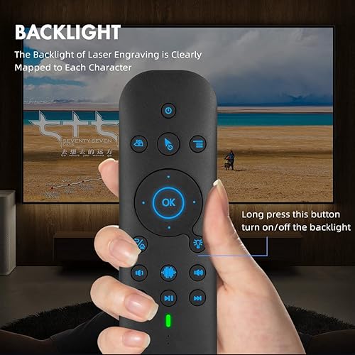 Miniatura 4 de Control remoto por voz Bluetooth con teclado, mouse de aire, retroiluminado, recargable, modo dual 2.4G WiFi/BT5.0, aprendizaje por infrarrojos,