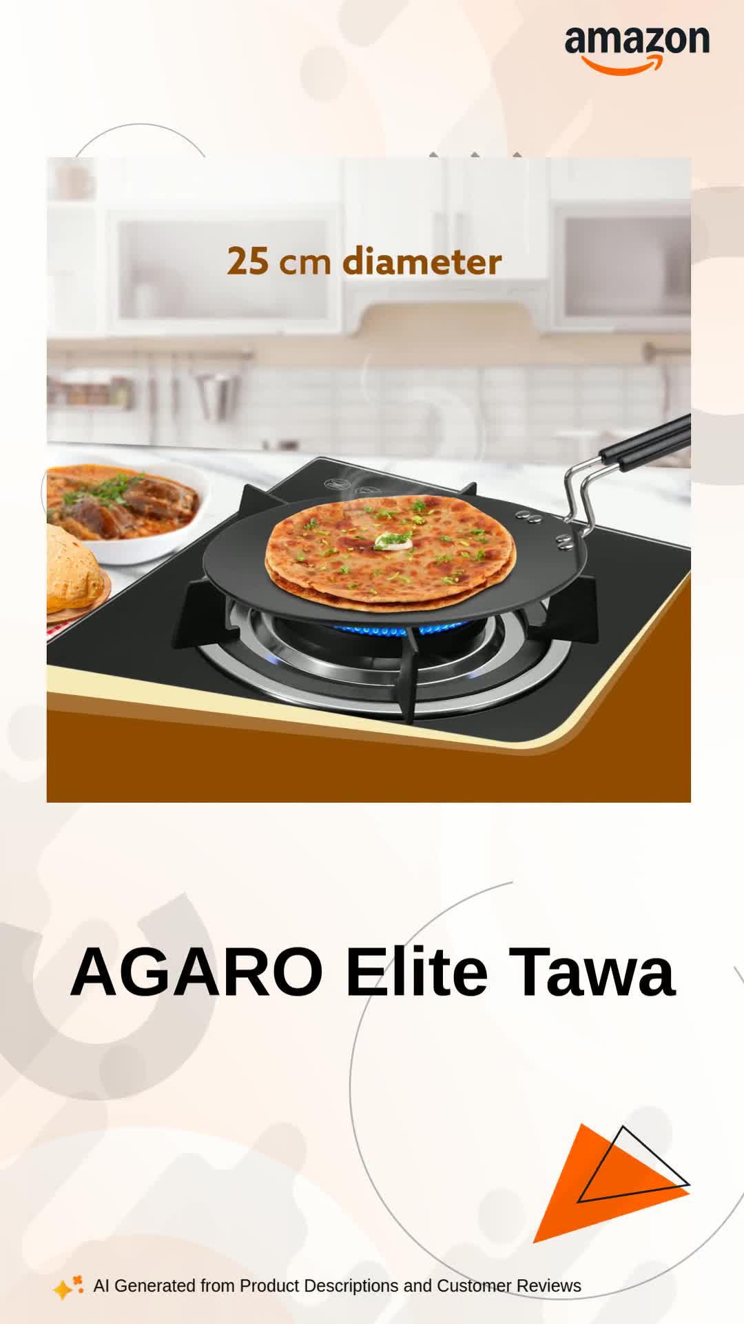 Buy AGARO Elite Hard Anodised Tawa for Kitchen, 25 cm Diameter
