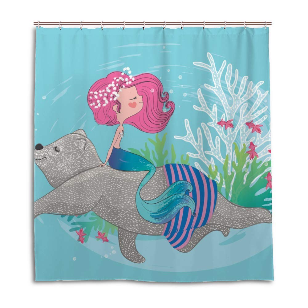 Rideau de douche bleu CHEHONG en polyester pour une salle de bain zen