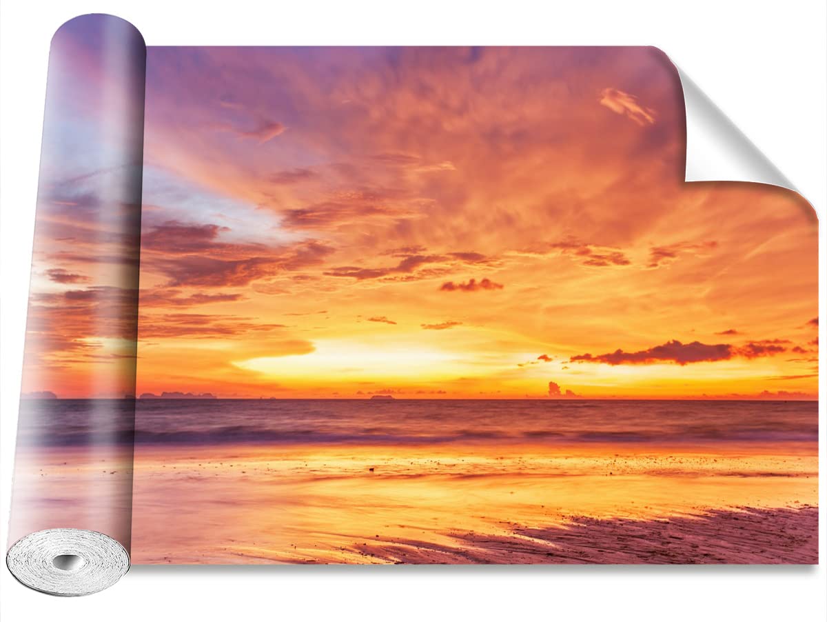 Papier Peint Moderne Coucher de Soleil Tulup Décoration Murale Camouflage 250x104cm