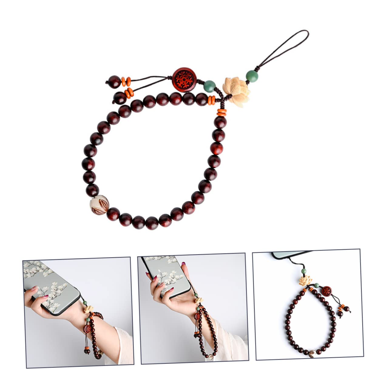 Uonlytech Cadena De Telefonía Móvil Cordón De Muñeca Para Llaves Cuentas Mano Muñeca Cordón Correa Para La Muñeca Del Cordón Del Teléfono Llavero De Muñeca Coche Llaveros De Madera