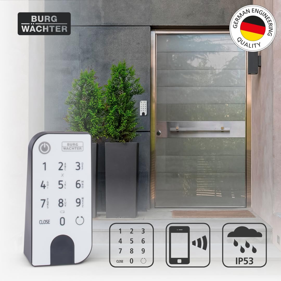 BURG-WÄCHTER Elektronisches Türschloss inkl. Funkschlüssel, Set aus Zylinder, Keypad und Transponder, Türöffnung per App, PIN oder Funk, ENTRYeasy 7601 PIN und ENTRY sE-Key 7713