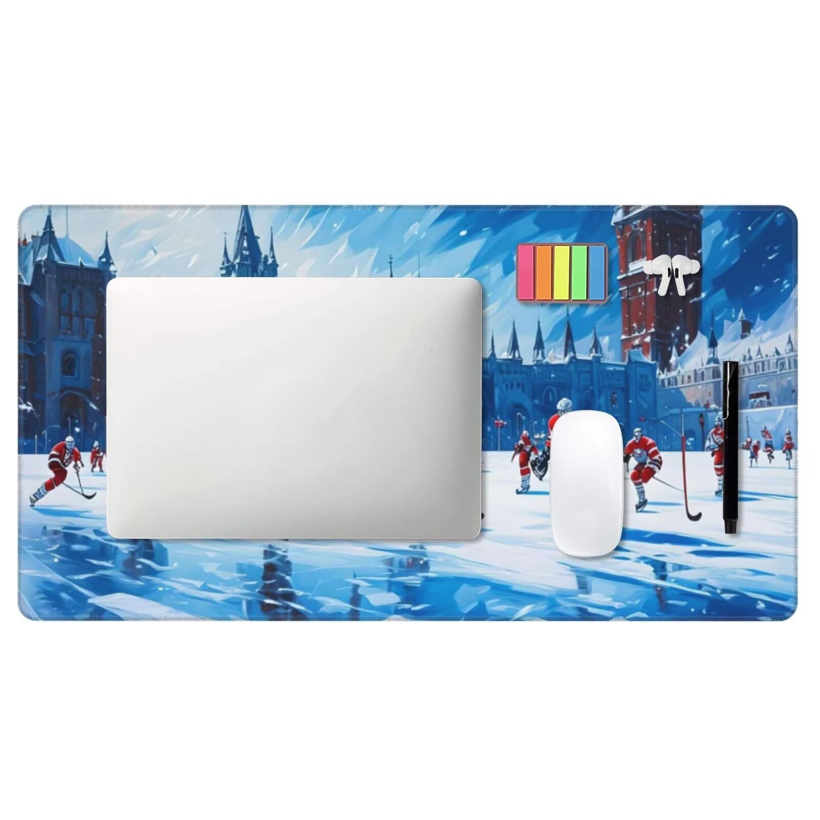 Tapis de Souris XXL 1200x600 mm, Ski Tapis de Souris Athlète Tapis Souris XXL 120 X 60 CM, Étanche Antidérapant Sous Main Bureau à Bords Cousus, Mouse Pad avec Surface en Caoutchouc antidérapant U-541