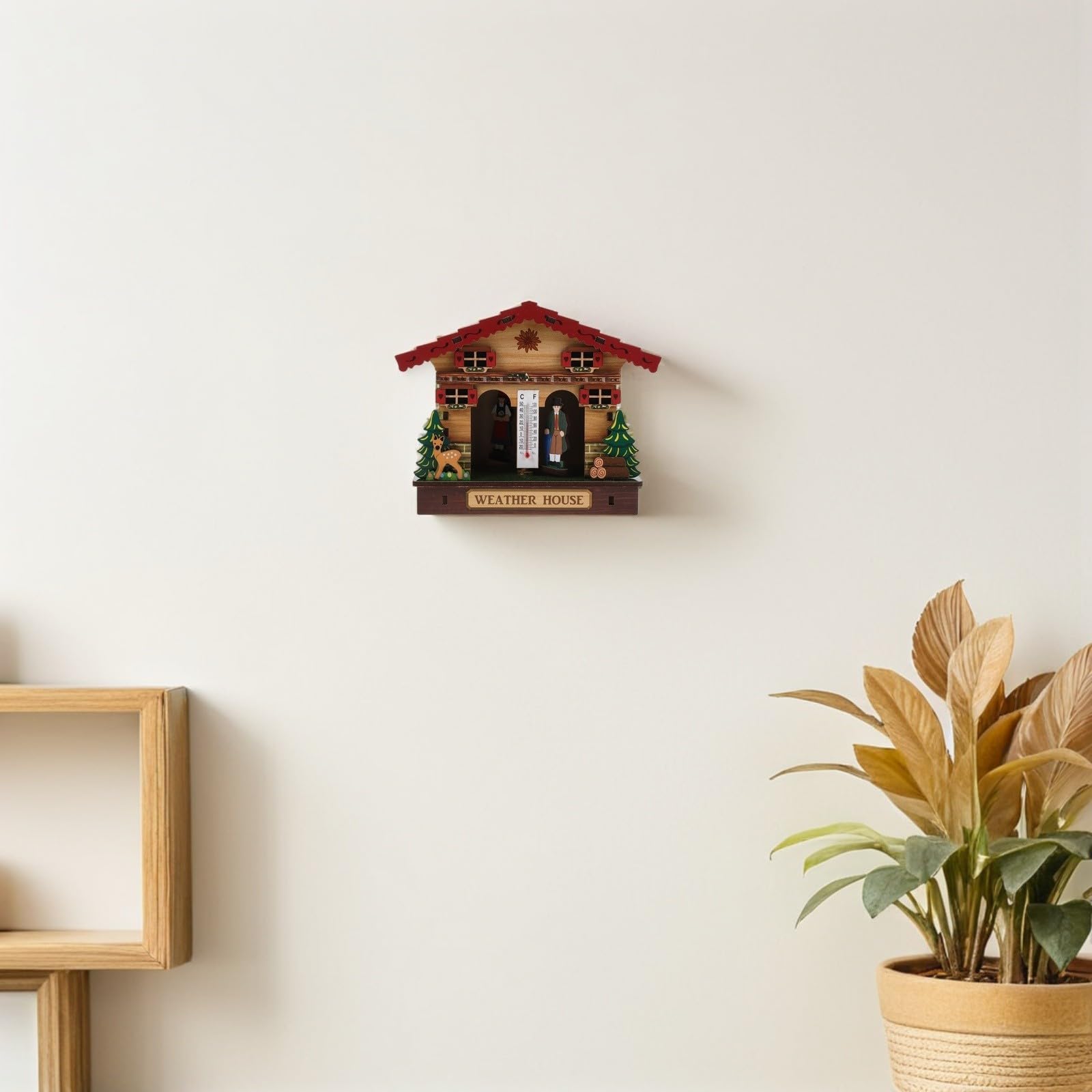 Termómetro Higrómetro Diseño Ahorrador de Espacio de Madera de Pared para Interiores y Pronóstico Preciso Adecuado para Oficinas y Habitaciones