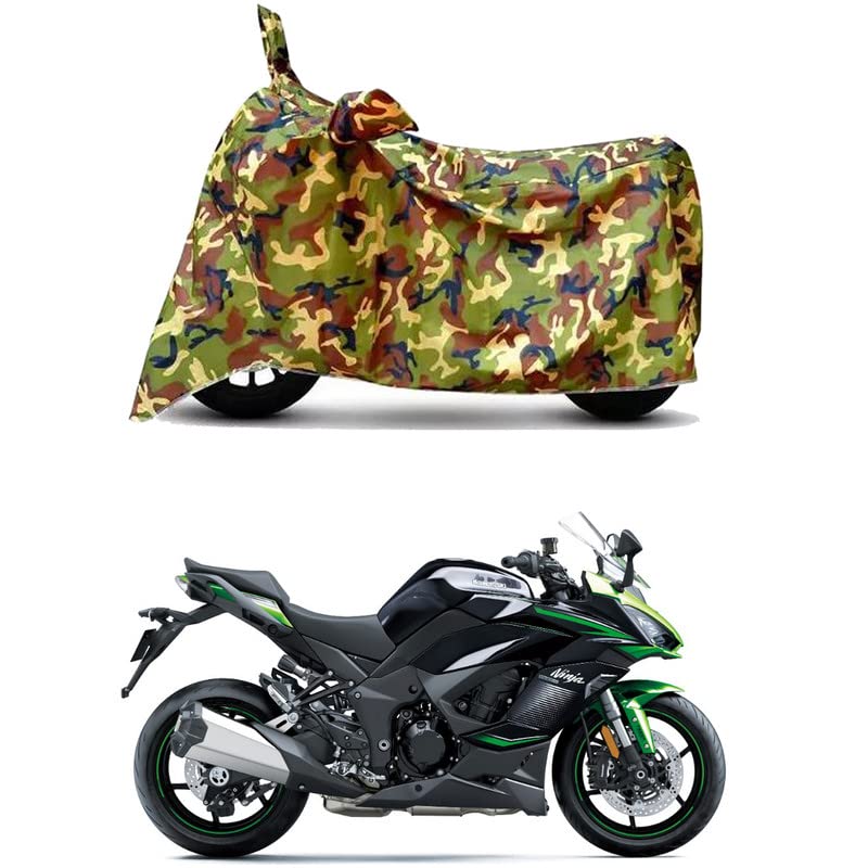 Image of Waterproof 100% PVC Coated Bike Scooty Two Wheeler Body Cover Compatible for KawasaNinja 1000SX /UV-Rays /Heat Protection /Birds Dropping /Scratchproof /Dust Proof /All Varient[6X6 Jungle Print]