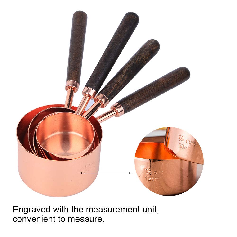 Juego de 4 Cucharas Medidoras,Cuchara Medidora Hornear de Oro Rosa,Herramienta Medici¨®n Cocina Diferentes Tama?os,Accesorio de Cocina de Acero Inoxidable 304 Grado Alimenticio