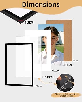 A4 Black Photo Frame, Organic Glass Explosion-Proof A4 Picture Frame