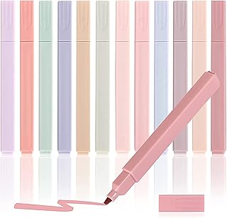 BOZILY 12Pcs Aesthetic Highlighters Cute Highlighters With Chisel Tip Bible Highlighters No Bleed Pastel Highlighters Pens Pastel Highlighter for School Supplies, Office, Bible, Bullet Journal, Notes