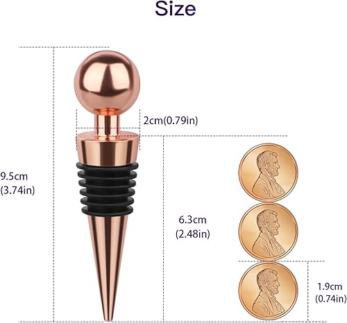Miniatura 2 de Yimerlen - Tapón para botella de vino, 3 unidades, de acero inoxidable, reutilizable, para regalo, bar, fiesta de vacaciones, boda, mantiene el vino