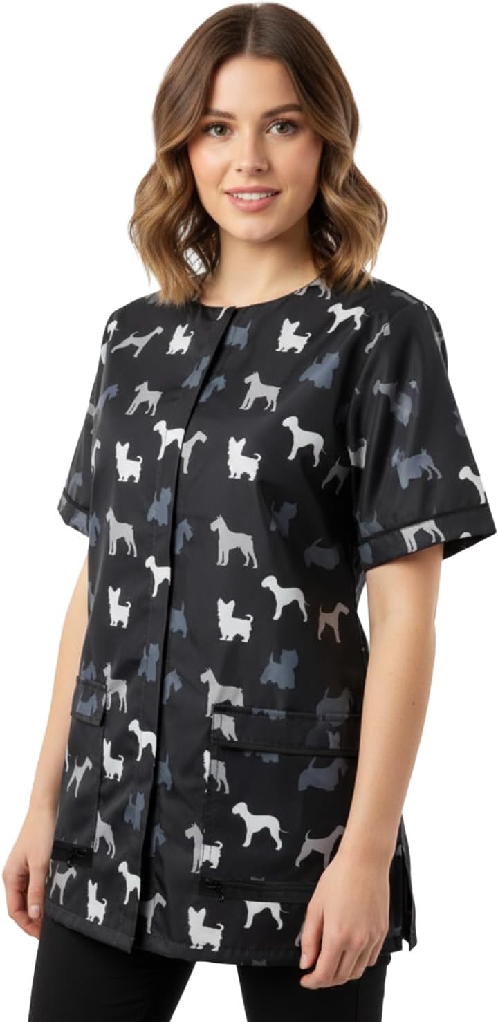 Ladybird Line 709 Unisex Terrier Waterproof Groomer Smock, Hair Bleach Resistant, Adjustable Back Tie, Breathable Mesh Lining