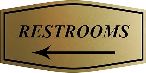 Miniatura 1 de Fancy Restrooms - Letrero de flecha izquierda (oro cepillado) - Grande