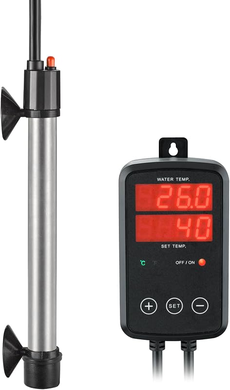 Calentador de acuario de titanio de 500 W, calentador sumergible para pecera con controlador de temperatura de pantalla digital, 0 ℃ -40 ℃ ajustable, calentamiento rápido para pecera de arrecife de agua salada de 65 ~ 95 gal, MX-9016 (500 W)