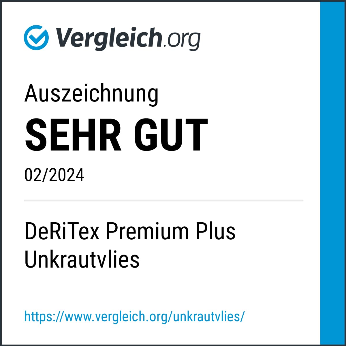 180 g/m² - Unkrautvlies BZW. Unkrautschutzvlies „Premium Plus“ (L) 25 m x (B) 1,0 m = 25m²