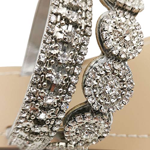 Image of Women's Rhinestone Flat Sandals, Women Flip Flops with Clip Toe RingBeadeed Rhinestone Crystal Jeweled Sandal Shoes for Summer Beach Oceanside Holiday Outdoor