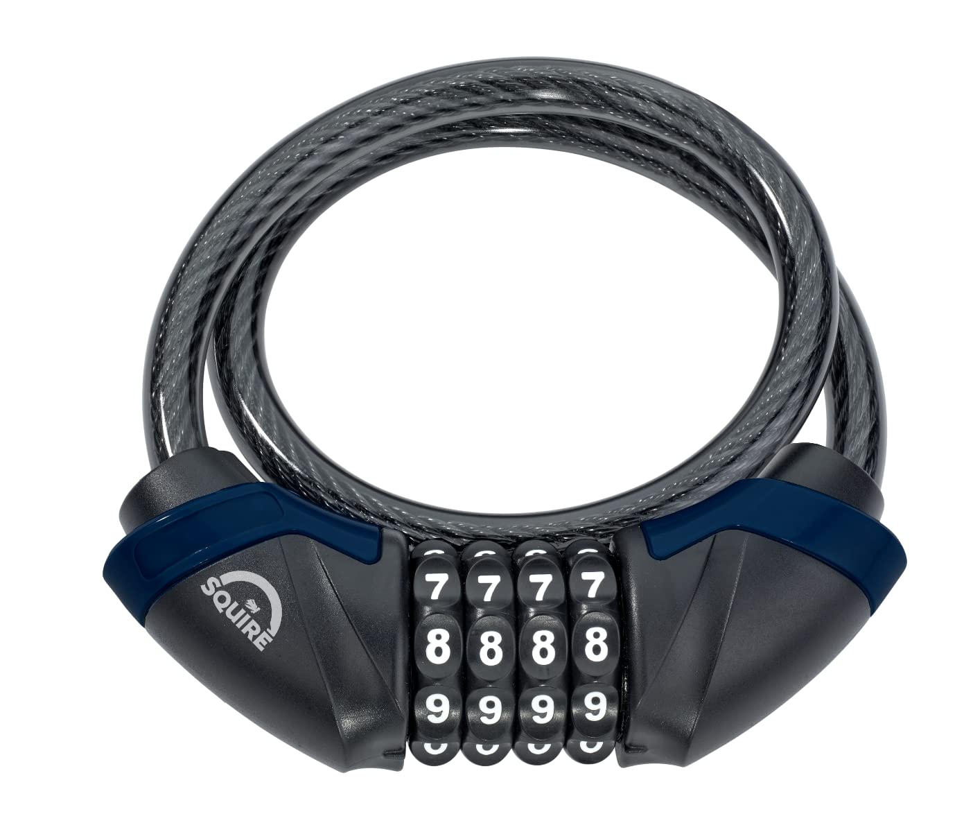 Squire Locks Kilda Combi 10/600 Integrated Bike Cable Lock – 4-Wheel Combination Lightweight Bike Lock – Tough Cable Bike Lock – 600 mm Locking Length – 10 mm Diameter Cable