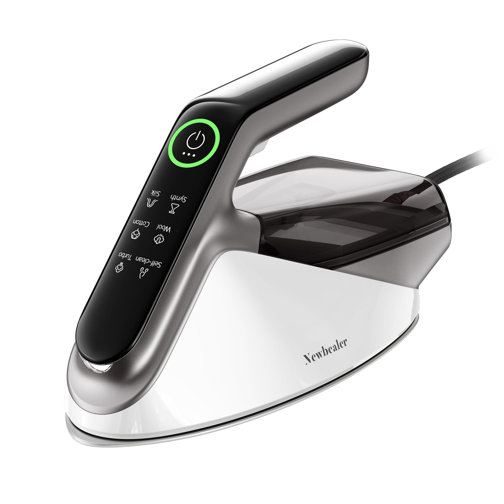 Newbealer Steam Iron 2400W Turbo Steamer- 350ml Detachable Water Tank, Max. 32g /min Continuous Steam, 200g Steam Boost, 4 Steam Settings, Automatic Shut-Off & Self-Cleaning, Silver