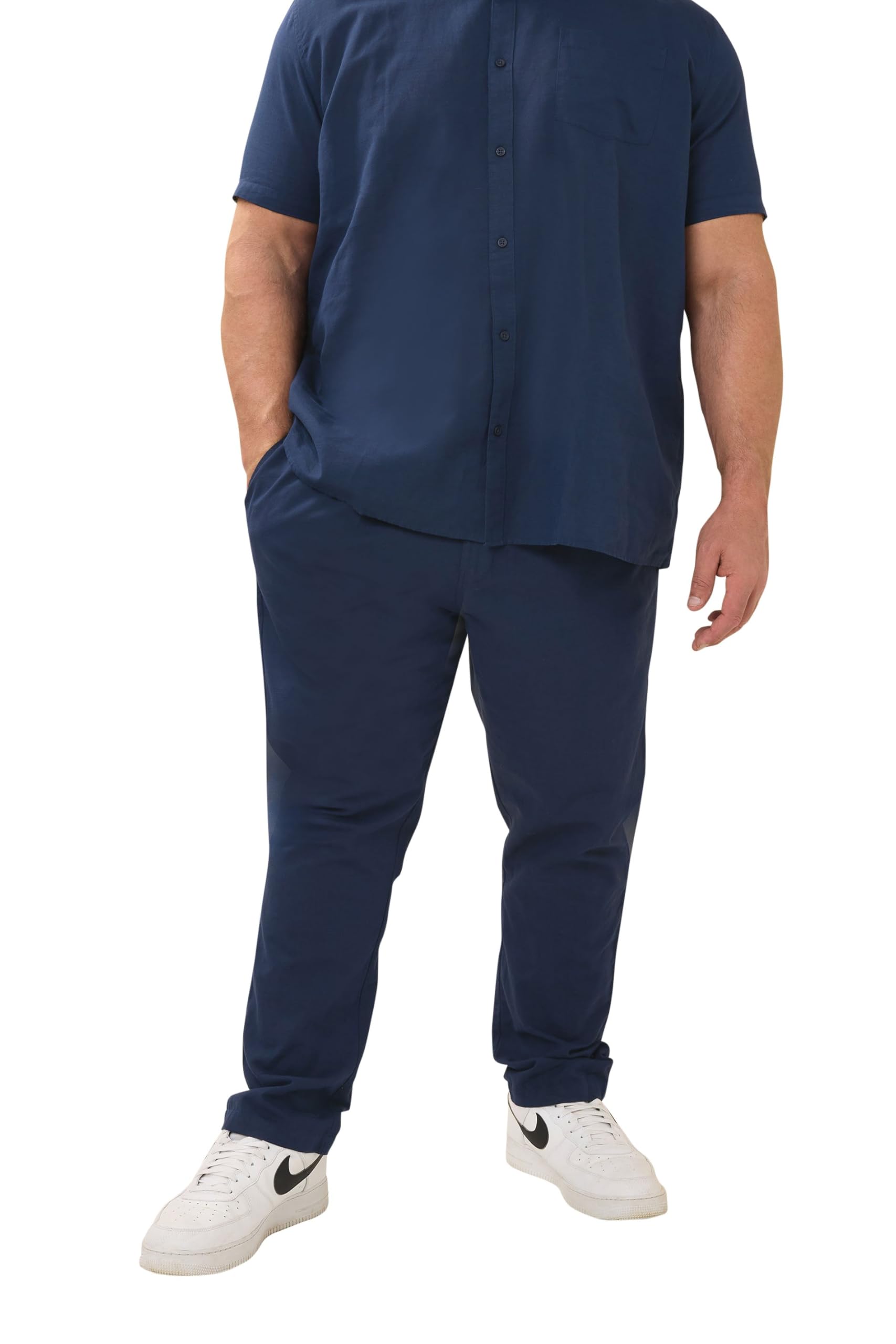 Badrhino Men's Dark Navy Linen Formal Trousers 4XL