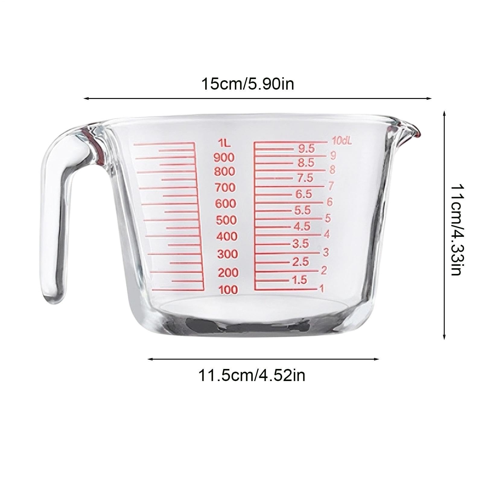 Vasos Medidores De Vidrio Recipiente De Medición Transparente Portátil Y